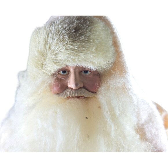 Vtg Santa Claus Figurine pulling sled Tina Mitchell Faux Fur Garland christmas - Picture 5 of 8
